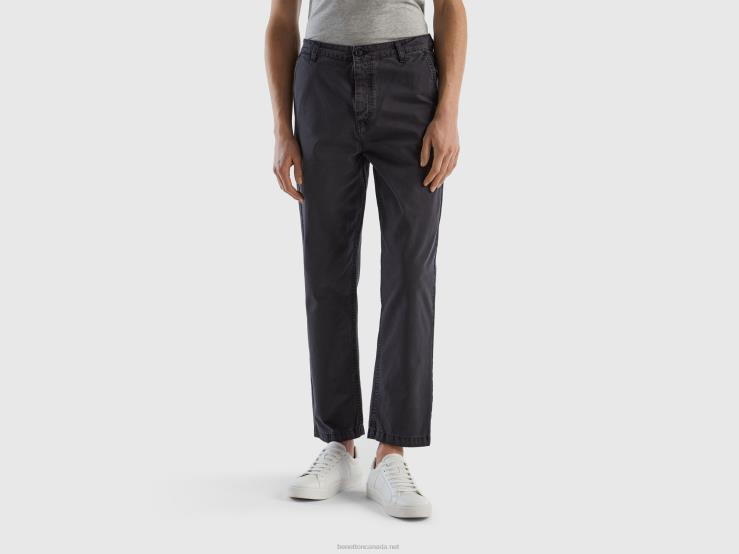 Chinos With Dropped Crotch B4BF1420 Benetton Women Dark Gray