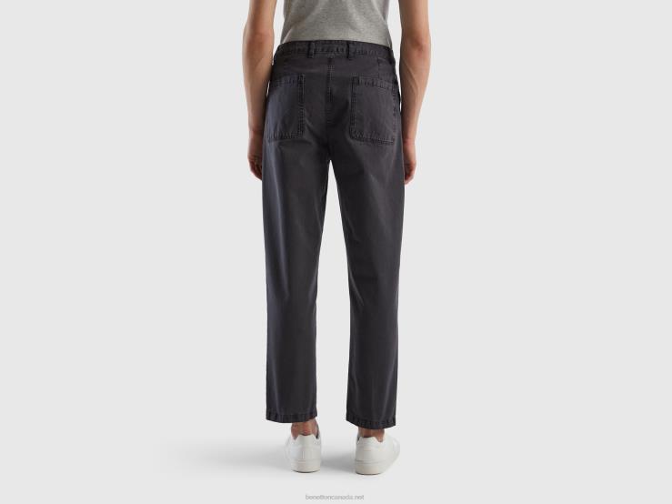 Chinos With Dropped Crotch B4BF1420 Benetton Women Dark Gray