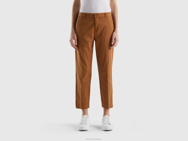 Cropped Chinos In Stretch Cotton B4BF565 Benetton Women Beige