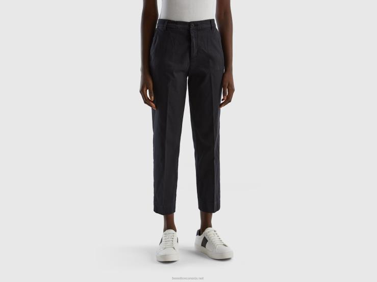Cropped Chinos In Stretch Cotton B4BF631 Benetton Women Black