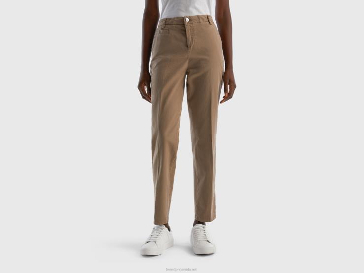 Dove Gray Slim Fit Cotton Chinos B4BF652 Benetton Women Dove Gray
