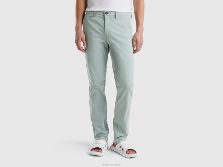 Gray Green Slim Fit Chinos B4BF1421 Benetton Women Gray