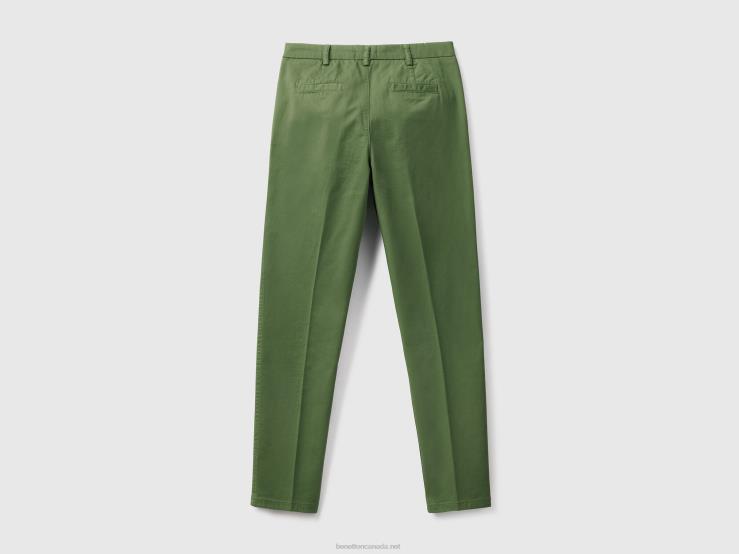 Green Slim Fit Cotton Chinos B4BF4051 Benetton Women Green