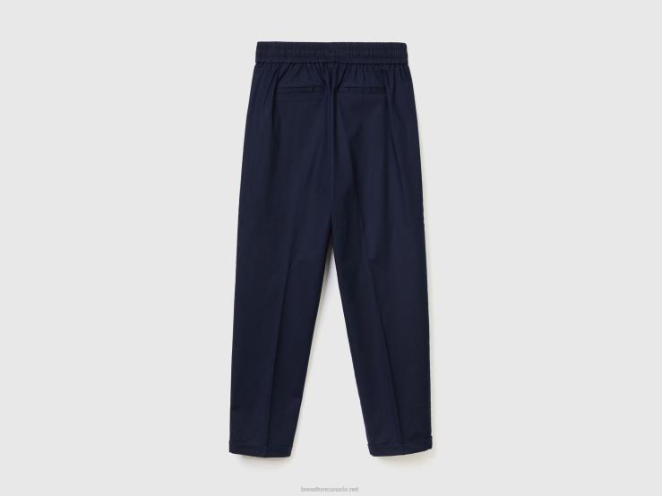 Joggers In Stretch Cotton B4BF4108 Benetton Women Dark Blue