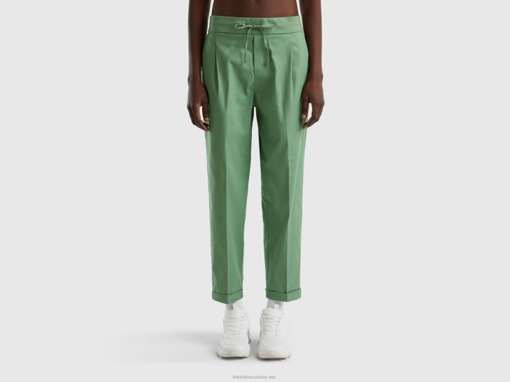 Joggers In Stretch Cotton B4BF584 Benetton Women Green