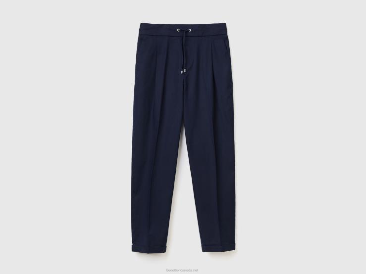 Joggers In Stretch Cotton B4BF648 Benetton Women Dark Blue