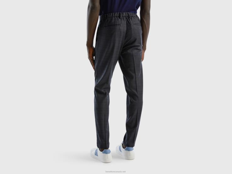 Prince Of Wales Flowy Chinos B4BF1429 Benetton Women Gray