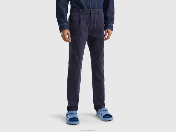 Slim Fit Chinos B4BF4615 Benetton Women Air Force Blue