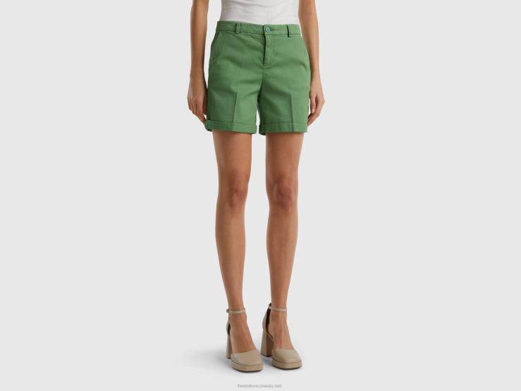 Stretch Cotton Bermudas B4BF4080 Benetton Women Green