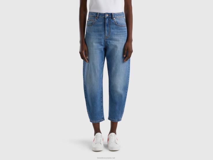 100% Cotton Balloon Fit Jeans B4BF663 Benetton Women Blue
