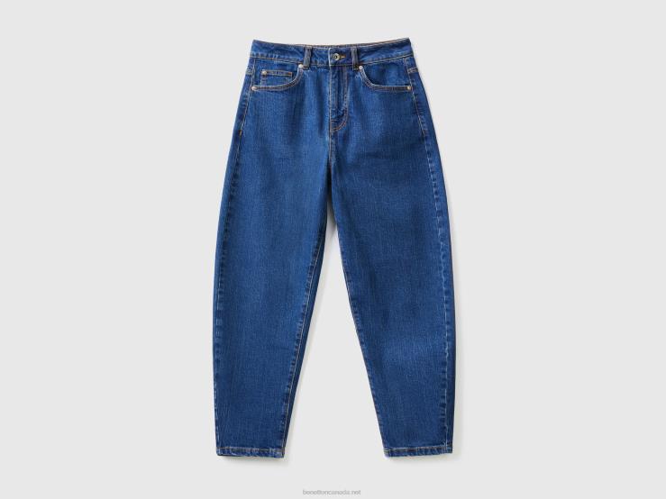 100% Cotton Balloon Fit Jeans B4BF687 Benetton Women Blue