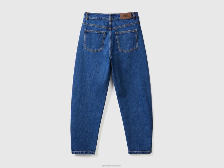 100% Cotton Balloon Fit Jeans B4BF687 Benetton Women Blue