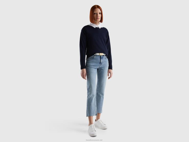 Cropped Five-Pocket Jeans B4BF4131 Benetton Women Sky Blue