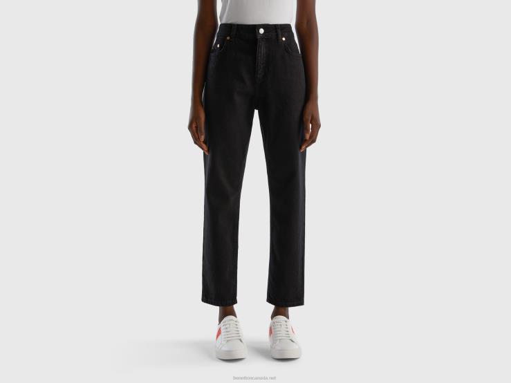 Cropped High-Waisted Jeans B4BF660 Benetton Women Black