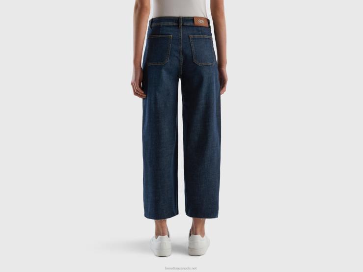 Cropped Jeans With Wide Leg B4BF668 Benetton Women Blue