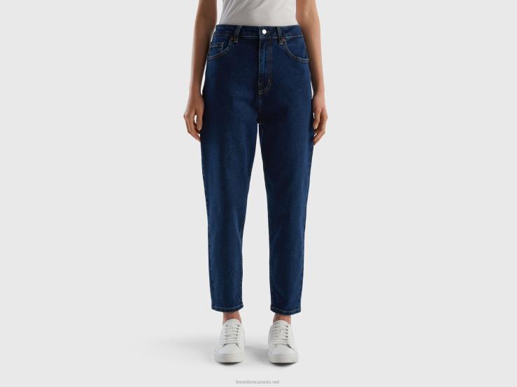 Cropped Mom Fit Jeans B4BF682 Benetton Women Blue