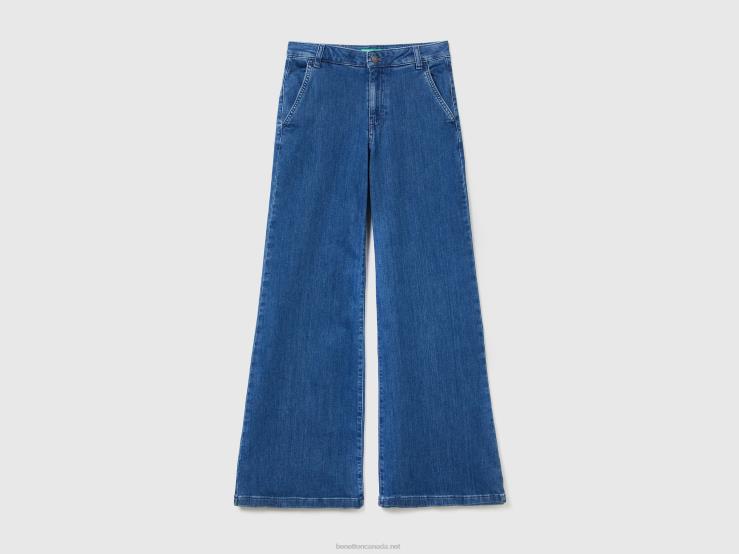 Flared Jeans In Stretch Cotton B4BF4150 Benetton Women Blue