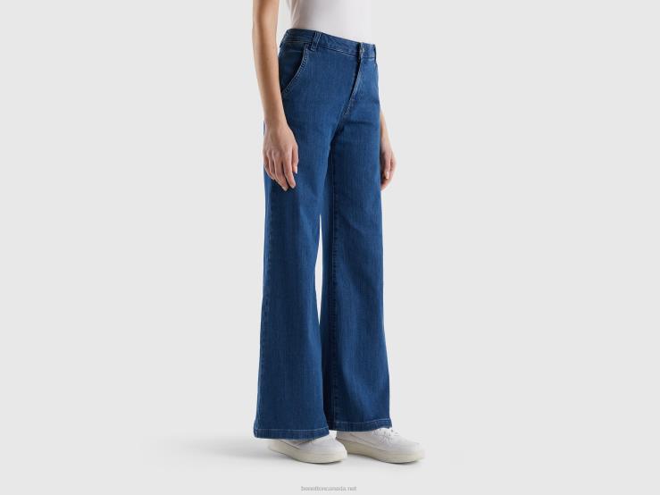 Flared Jeans In Stretch Cotton B4BF679 Benetton Women Blue