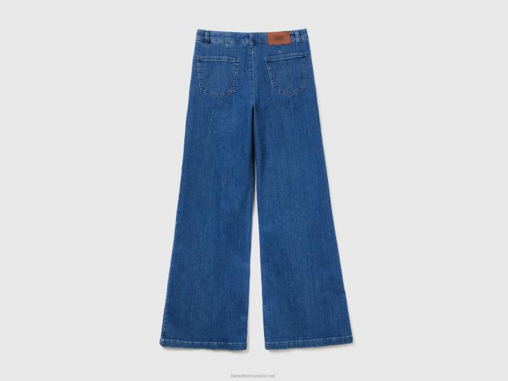 Flared Jeans In Stretch Cotton B4BF679 Benetton Women Blue