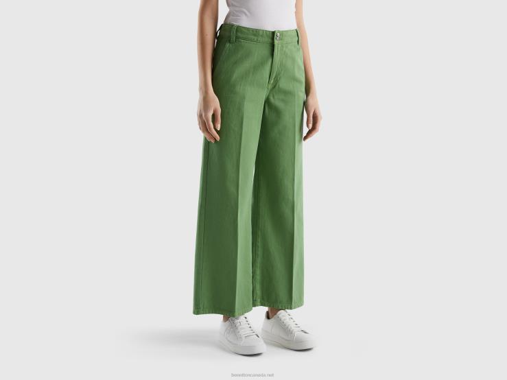 High-Waisted Trousers With Wide Leg B4BF658 Benetton Women Green