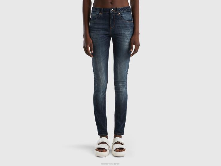Skinny Fit Push Up Jeans B4BF4156 Benetton Women Dark Blue
