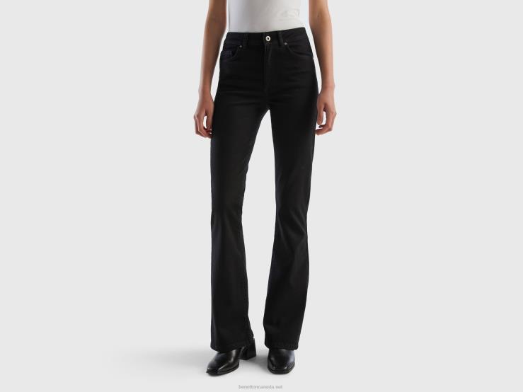 Stretch Flared Jeans B4BF4149 Benetton Women Black