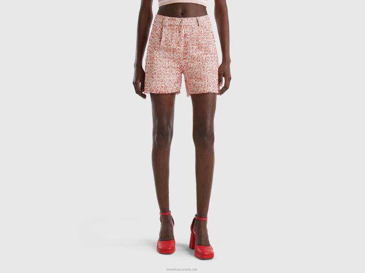 Tweed Shorts B4BF4073 Benetton Women Pink