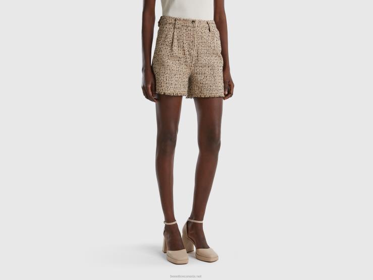 Tweed Shorts B4BF623 Benetton Women Beige