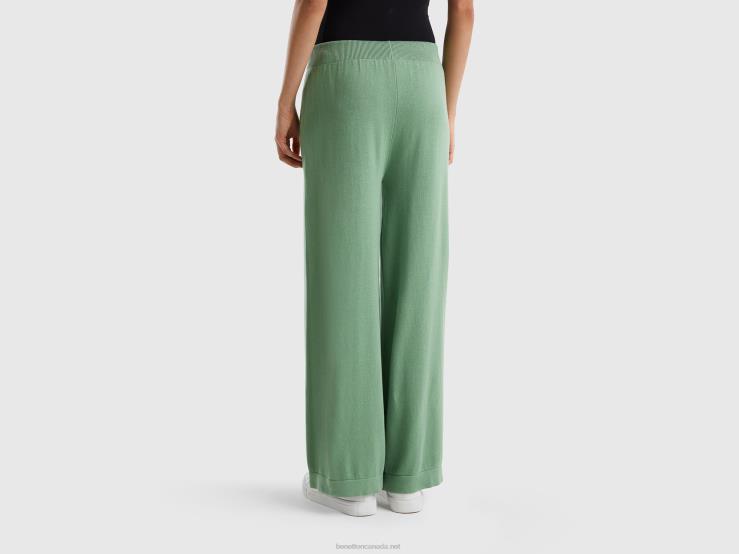 Knit Wide Trousers B4BF575 Benetton Women Green
