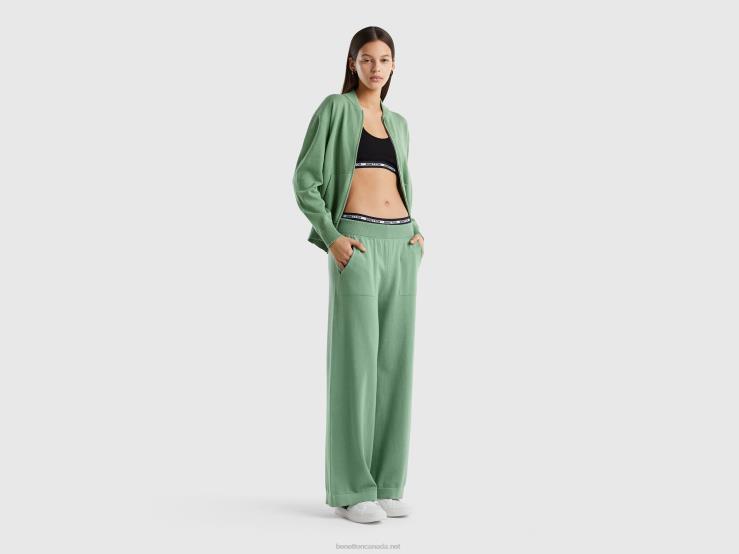 Knit Wide Trousers B4BF575 Benetton Women Green