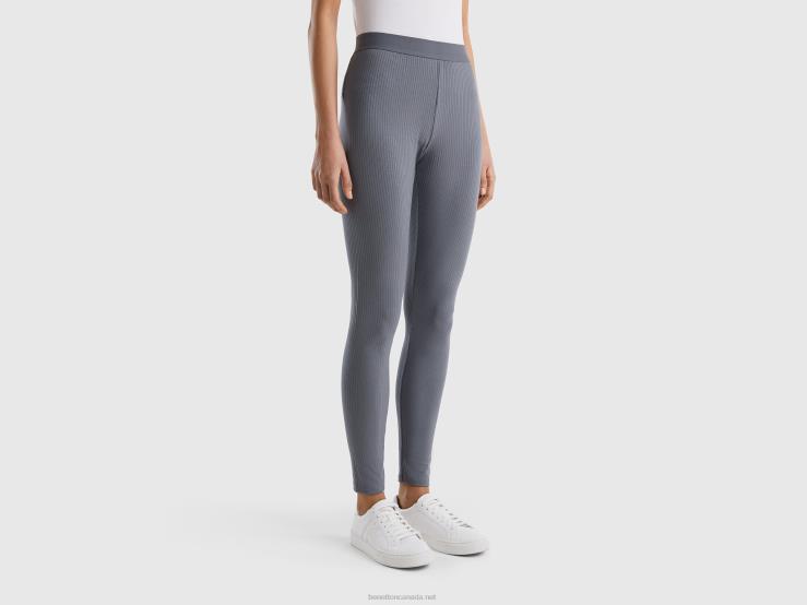 Stretch Ribbed Leggings B4BF899 Benetton Women Gray