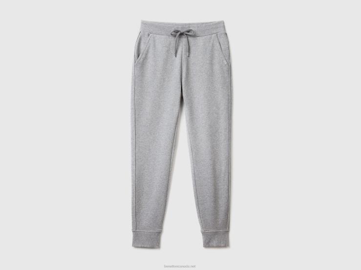 Sweatpants With Drawstring B4BF4110 Benetton Women Light Gray