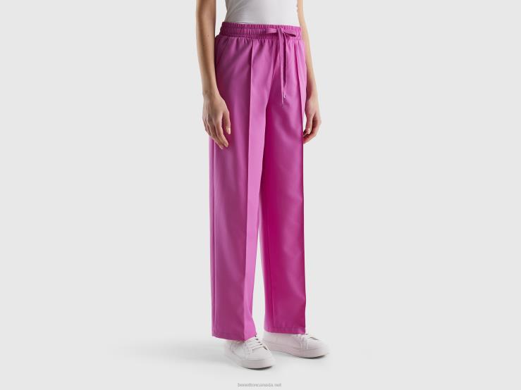 Flowy Trousers With Drawstring B4BF564 Benetton Women Pink