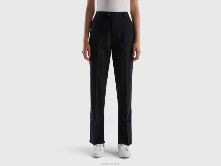 Flowy Trousers With Slits B4BF561 Benetton Women Black
