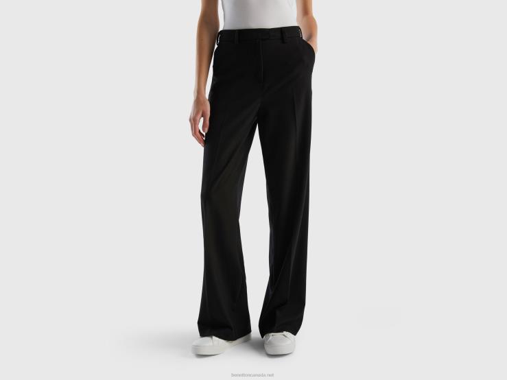 Flowy Trousers With Wide Leg B4BF586 Benetton Women Black