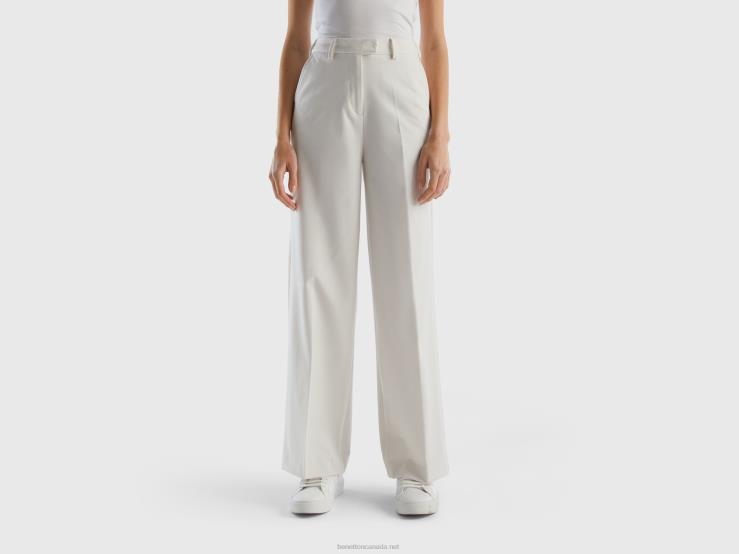 Flowy Trousers With Wide Leg B4BF608 Benetton Women Creamy White