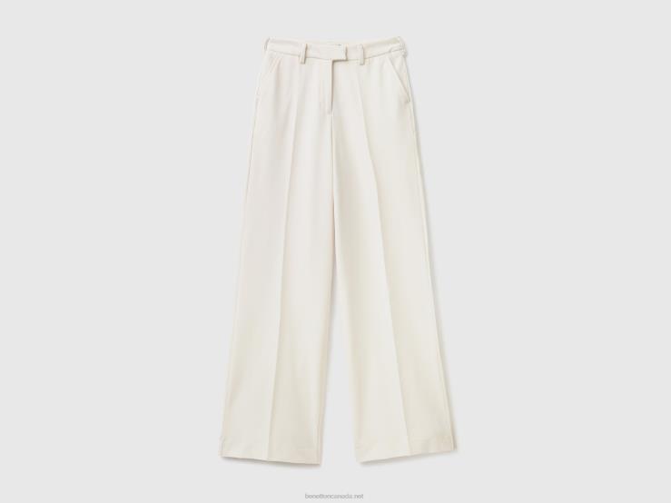 Flowy Trousers With Wide Leg B4BF608 Benetton Women Creamy White