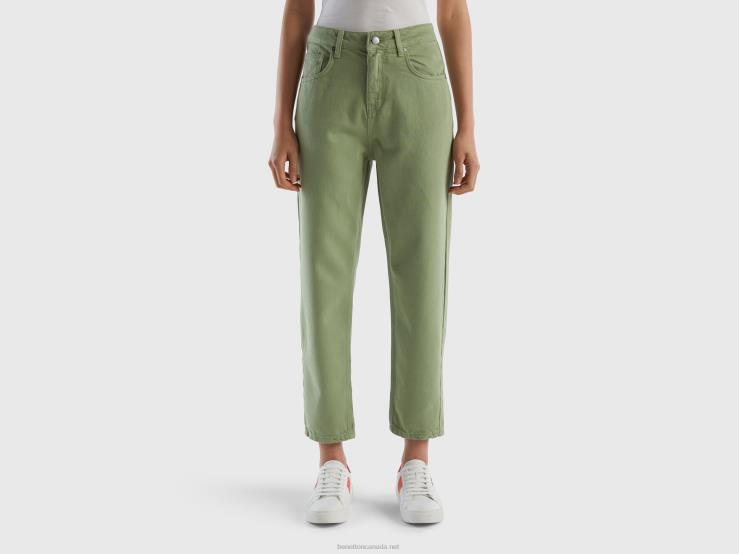 Long Mom Fit Trousers B4BF578 Benetton Women Green