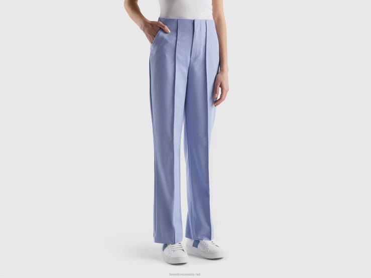 Straight High-Waisted Trousers B4BF4064 Benetton Women Lavender