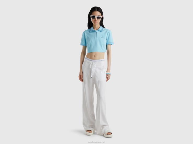 Trousers In Pure Lyocell B4BF606 Benetton Women White