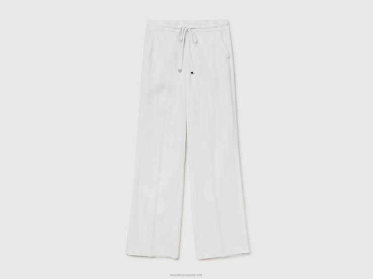 Trousers In Pure Lyocell B4BF606 Benetton Women White