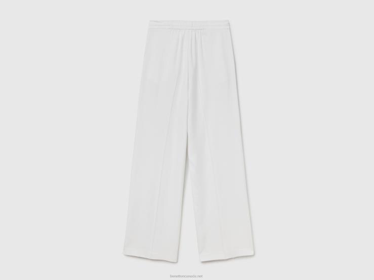 Trousers In Pure Lyocell B4BF606 Benetton Women White