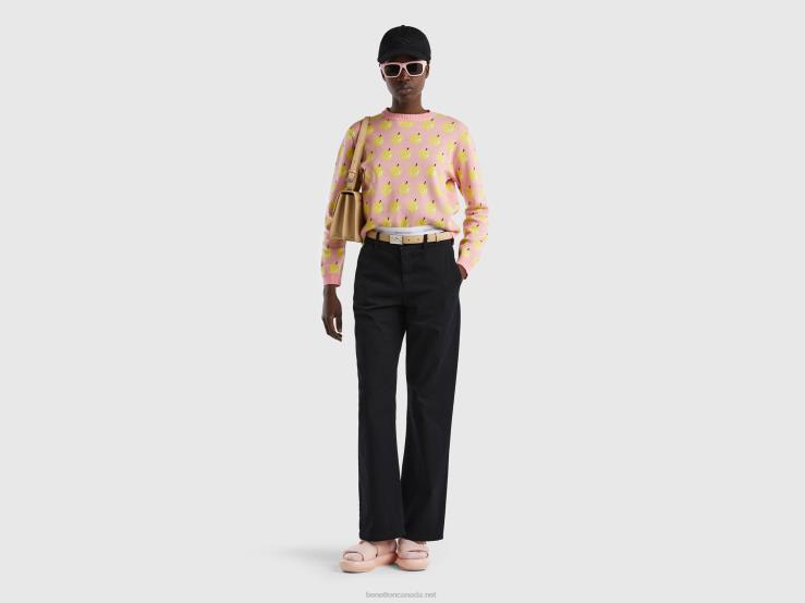Trousers With Wide Leg B4BF635 Benetton Women Black