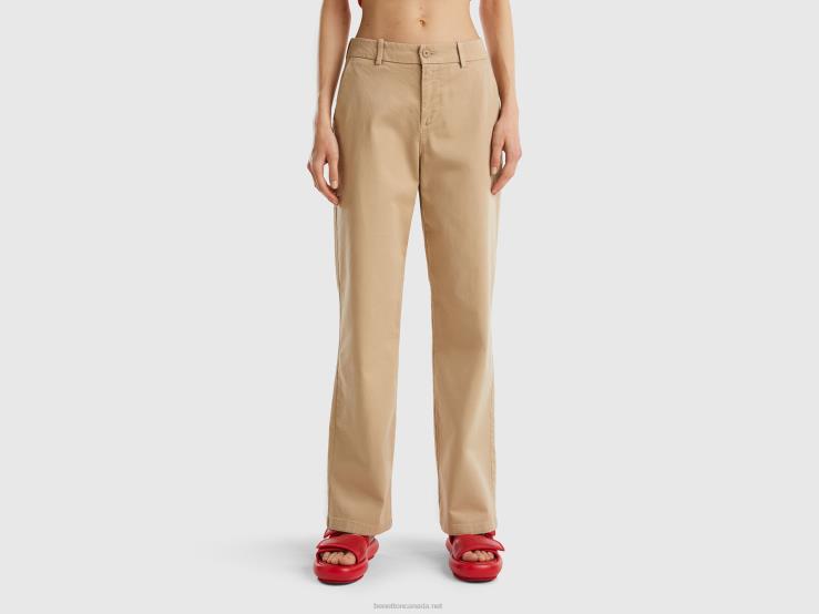Trousers With Wide Leg B4BF639 Benetton Women Beige