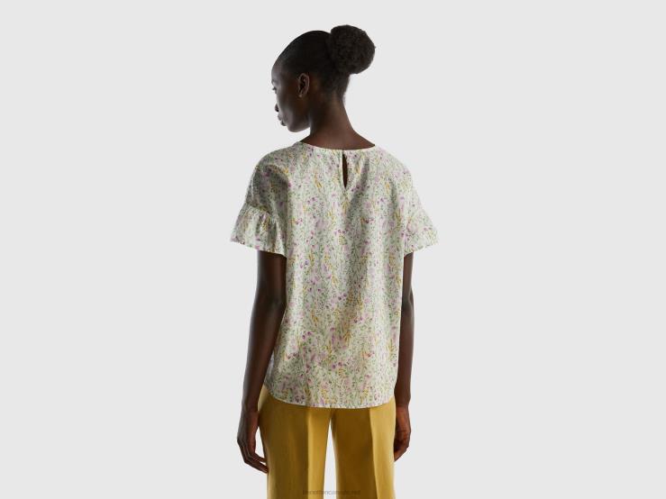 Patterned Blouse In Pure Cotton B4BF480 Benetton Women White