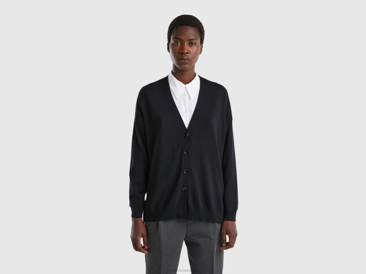 Cardigan In Cotton And Modal B4BF19 Benetton Women Black