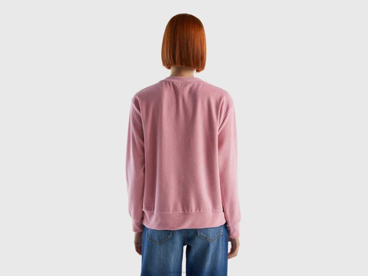 Hoodie In Organic Cotton Blend B4BF287 Benetton Women Pink