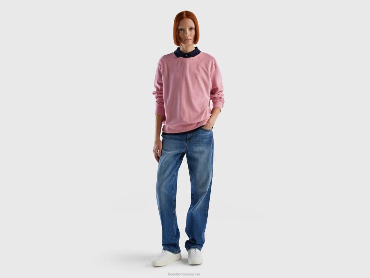 Hoodie In Organic Cotton Blend B4BF287 Benetton Women Pink