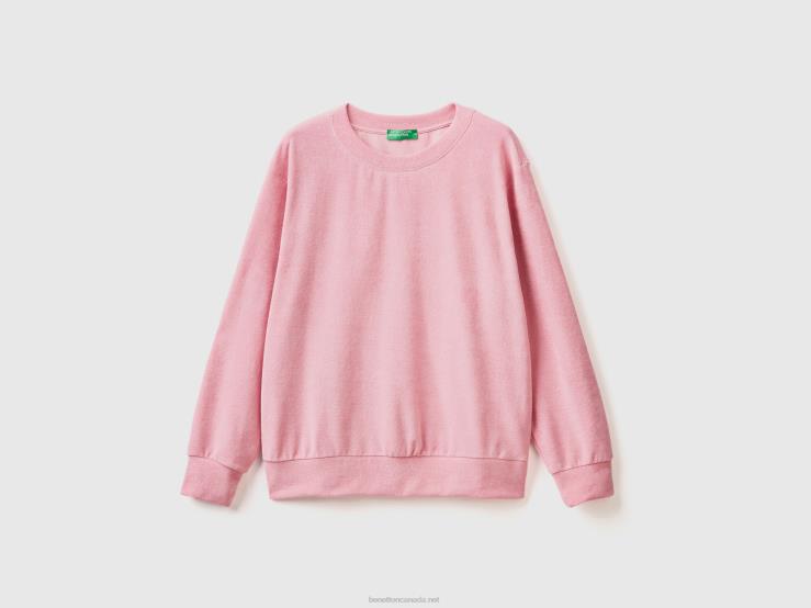 Hoodie In Organic Cotton Blend B4BF287 Benetton Women Pink