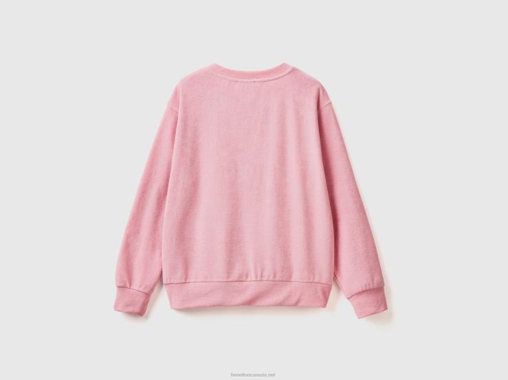 Hoodie In Organic Cotton Blend B4BF287 Benetton Women Pink